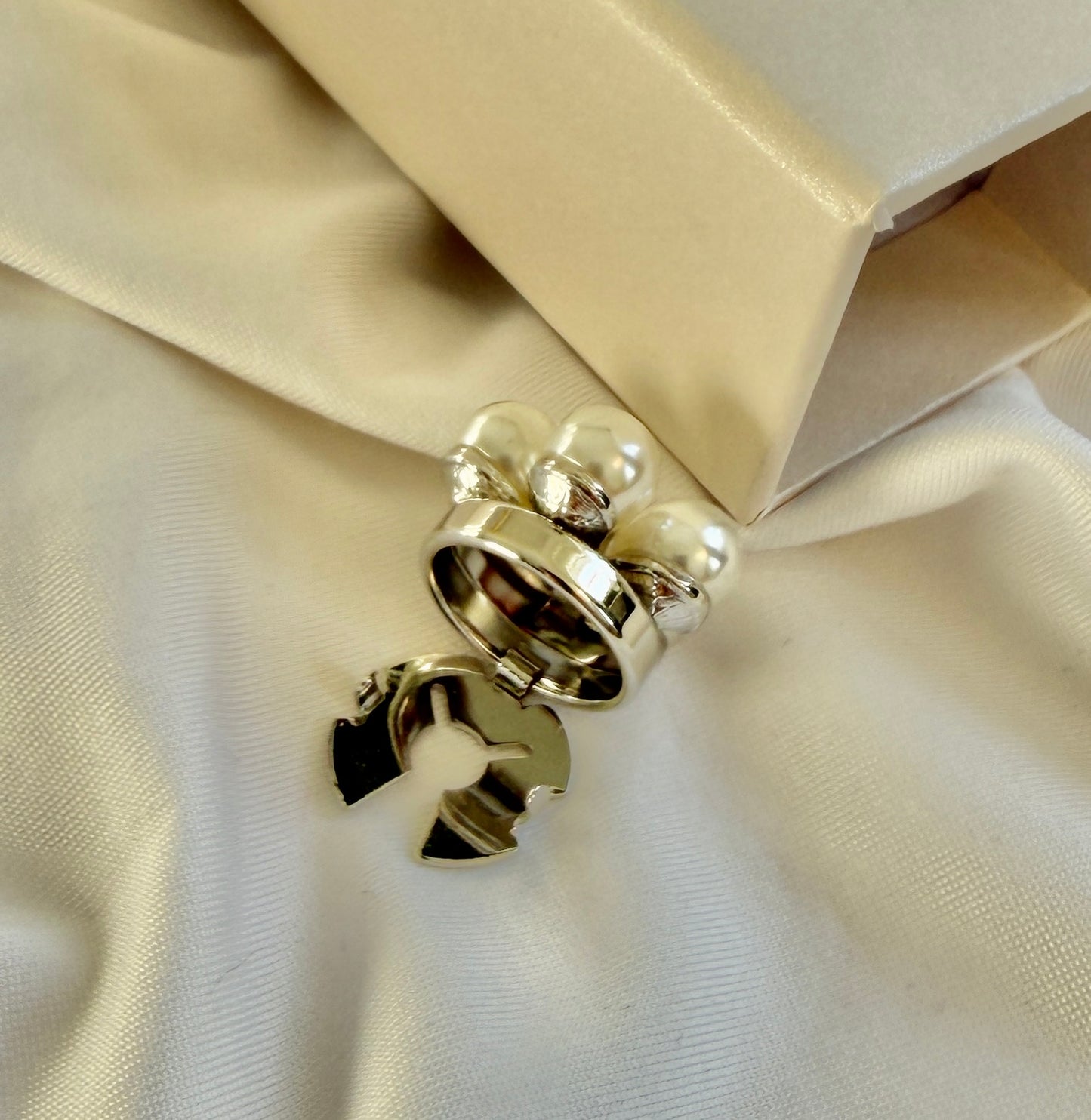 Pearl Flower Button Charm Silver, 2-pack