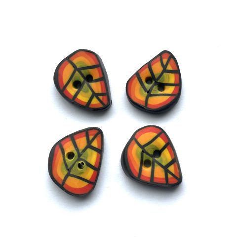 Handgjorda knappar löv röd/orange