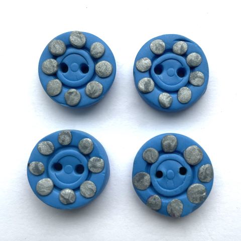 Handgjorda knappar ljusblå/silver