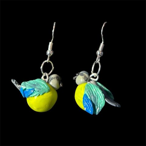 Örhängen fågel grön/blå/grå