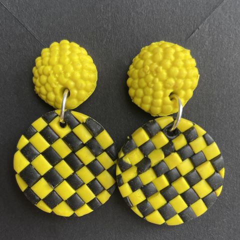 Stiftörhängen retro, gul/svart