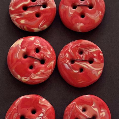 Handgjorda knappar orange/vit/gul 4 hål.