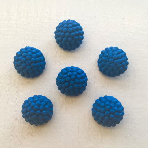 Handgjorda knappar bubbliga, klarblå.