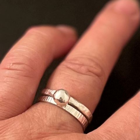Silverring hamrad smal