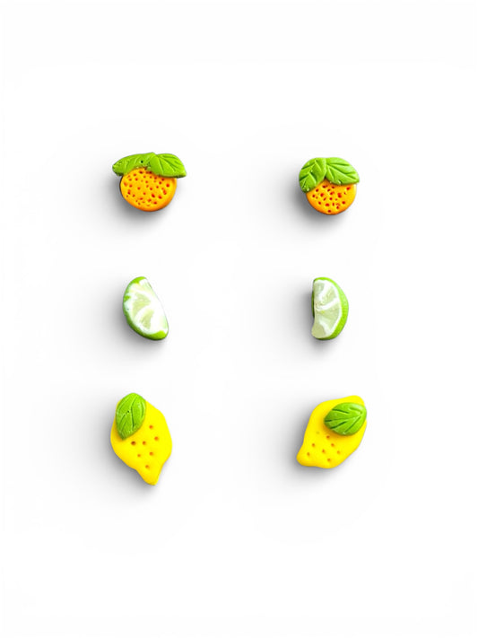 Stiftörhängen. Limeskiva, apelsin, citron