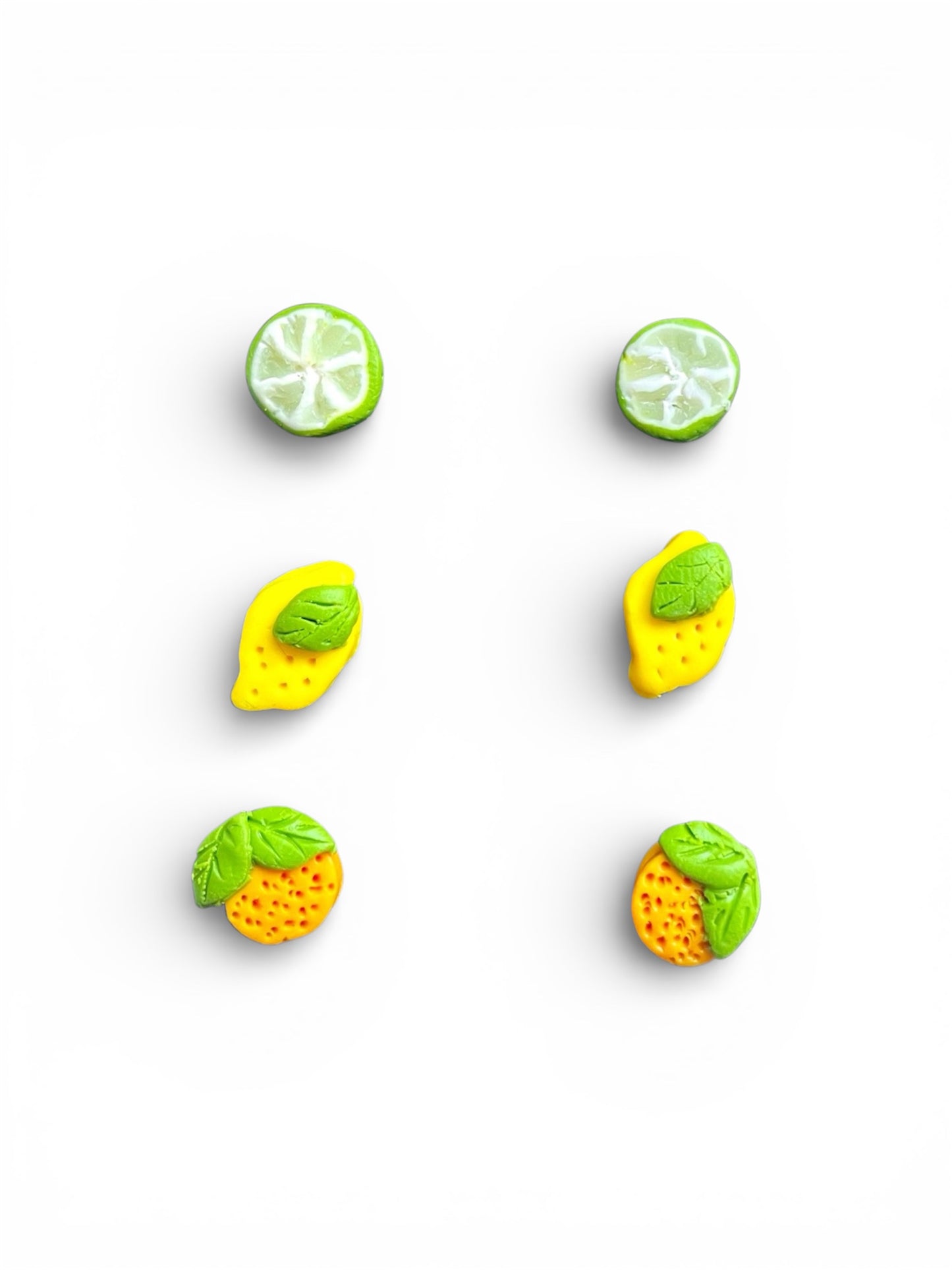 Stiftörhängen. Limeskiva, apelsin, citron