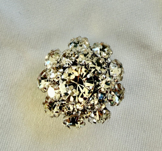 Crystal Flower Button Charm Silver, 2-pack