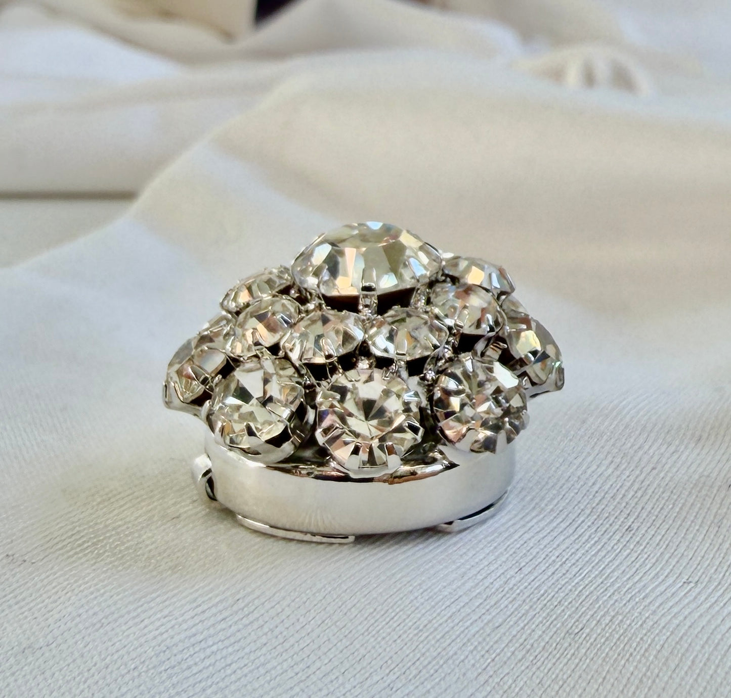 Crystal Flower Button Charm Silver, 2-pack