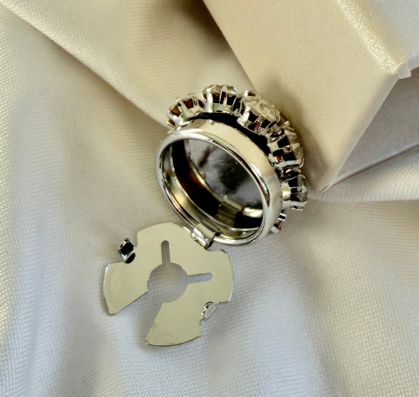Crystal Flower Button Charm Silver, 2-pack