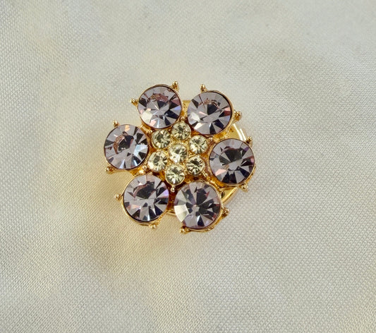 Purple Flower Button Charm Gold, 2-pack