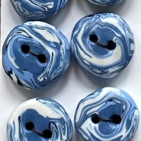 Handgjorda knappar blå/vit
