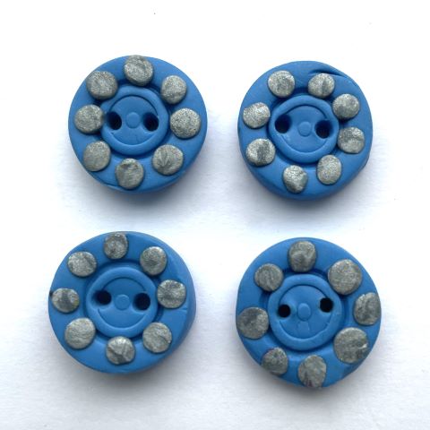 Handgjorda knappar ljusblå/silver