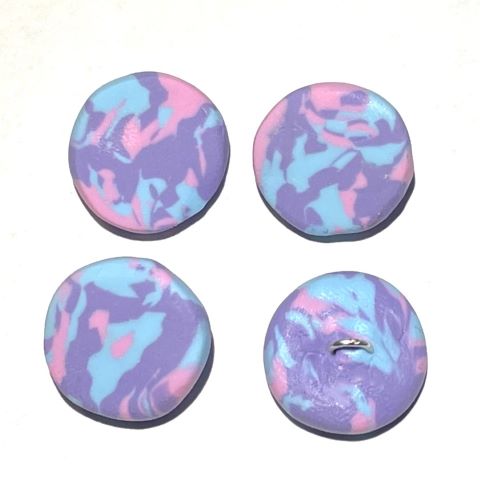 Handgjorda knappar ljusblå/lila/rosa
