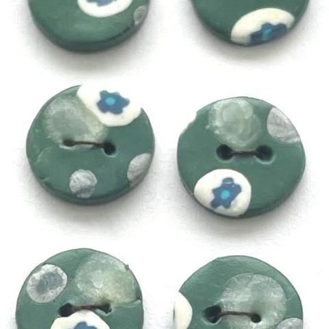 Handgjorda knappar grön/vit/blå